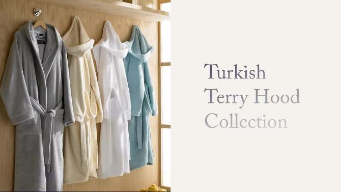 Turkish Terry Hood Bath Robe Ecru - Cassadecor, 2 of 6, play video
