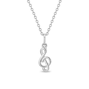 Girls' Treble Clef Polished Sterling Silver Necklace - In Season Jewelry - 1 of 4