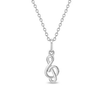 Girls' Treble Clef Polished Sterling Silver Necklace - In Season Jewelry