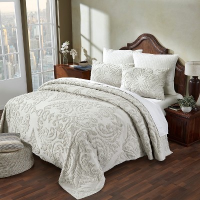 Ivory Elegance Full Cotton Bedspread and Sham Set