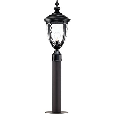 John Timberland Outdoor Post Light Fixture LED Matte Black 37" Clear Hammered Glass for Exterior House Porch Patio Garden Yard