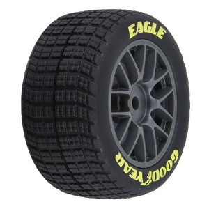 Pro-Line 1/12 Goodyear Eagle Dirt Tire F/R MTD Gray Wheels (4): Losi NASCAR - 1 of 2