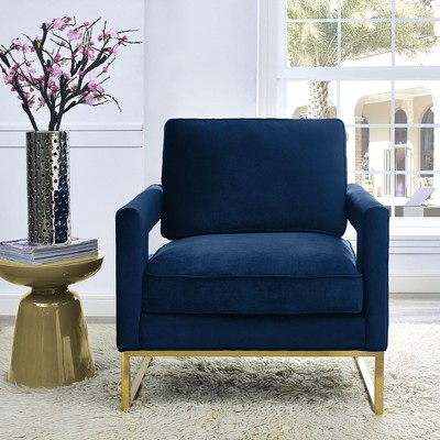Avery Pink Velvet Accent Chair with Polished Gold Base