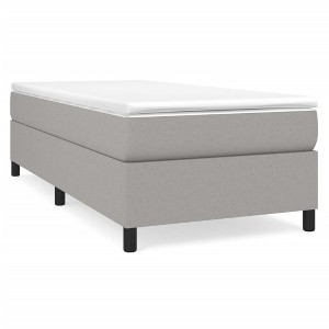 vidaXL Box Spring Bed Frame - Twin Size, Light Gray Fabric, Engineered Wood Construction, Easy Assembly, Compliant with California Proposition 65 - 1 of 4