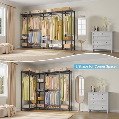 Black Extra Large Freestanding Wire Closet Rack with Adjustable Shelves