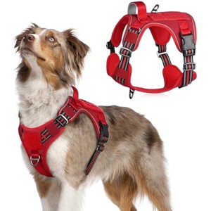 rabbitgoo Tactical Dog Harness Medium Sized Dog,  Vest with Handle & Molle, Easy Control for Training Walking, Adjustable Reflective Straps, Red, M - 1 of 1