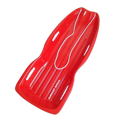 Slippery Racer Downhill Xtreme Flexible Adults and Kids Plastic Toboggan Snow Sled for Up To 2 Riders with Pull Rope and Handles, Red