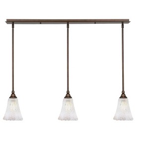 Toltec Lighting Any 3 - Light Chandelier in  Bronze with 5.5" Fluted Frosted Crystal Shade - 1 of 1