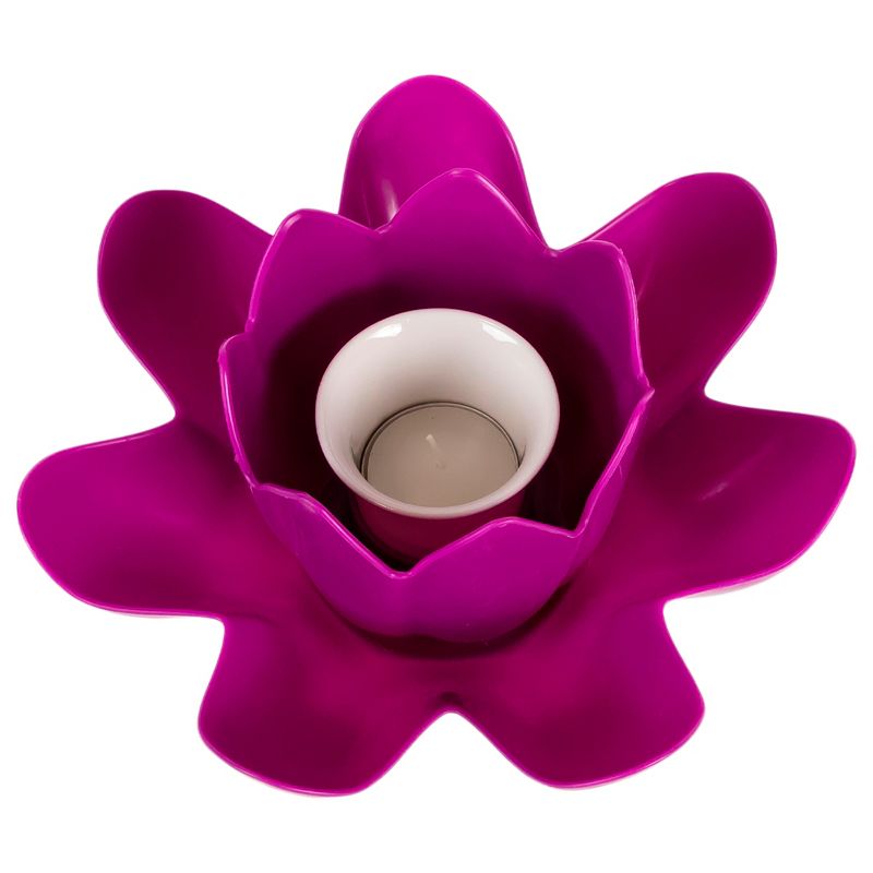 Swim Central 7.5" Magenta Hydro Tools Pool or Spa Floating Flower Candle Light, 2 of 5