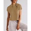 Cap Sleeve Tops for Women Spring Mock Neck Sleeveless Knit Tops with Chest Pocket Summer Crew Neck Pullover Sweater - 3 of 4