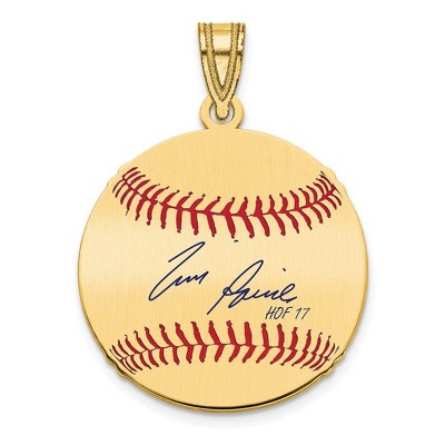 Black Bow Jewelry 14K Gold Plated Tim Raines Signature SM Enamel Baseball Pendant