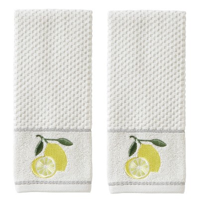 2pc Lemon Zest Hand Towel Set White - SKL Home