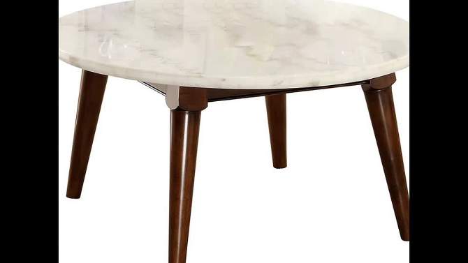 36&#34; Gasha Coffee Table-White Marble Top &#38; Walnut - Acme Furniture, 2 of 9, play video