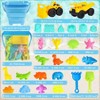 Beach Toys, 31Pcs Sand Set with 2 Vehicles, 2 Buckets, Molds, Shovel, Mesh Bag - 4 of 4