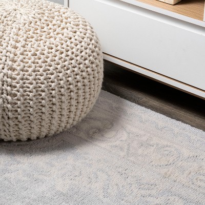 Ivory and Gray Medallion Synthetic 8' x 10' Area Rug