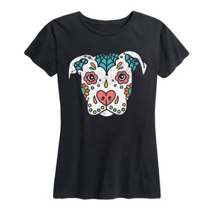 Women's - Instant Message - Sugar Skull Dog Short Sleeve Graphic T-Shirt - 1 of 4