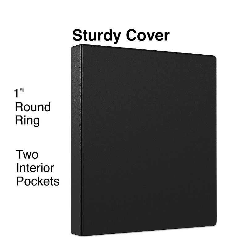 Staples Simply Light-Use 1-Inch Round 3-Ring Non-View Binder Black (26645) 1337657, 2 of 8
