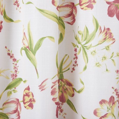 Yellow Floral Light Filtering Polyester Rod Pocket Curtain Panel Pair