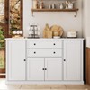 TROPOW 58" Sideboard Buffet Cabinet with Storage with 4 Doors & 2 Drawers, Farmhouse Wood Cupboard Kitchen Pantry Storage Cabinet Coffee Bar Station - 3 of 4