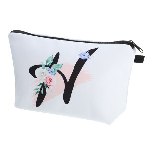 Unique Bargains Large Capacity Zipper Personalized Small Makeup Bag White - 1 of 4