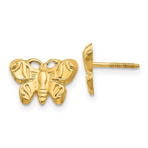 Black Bow Jewelry Kids 10mm Butterfly Screw Back Earrings in 14k Yellow Gold - 1 of 4
