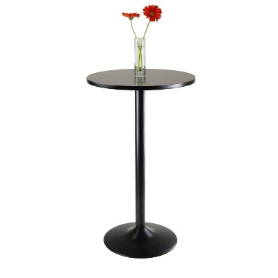 Transitional Black Round Wood Counter Height Pub Table - 23.62"