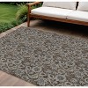 Chocolate And Charcoal Floral Washable Indoor Outdoor Area Rug - 2 of 4