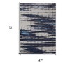 HomeRoots 4' X 6' Ivory and Blue Abstract Power Loom Distressed Non Skid Area Rug - 3 of 3