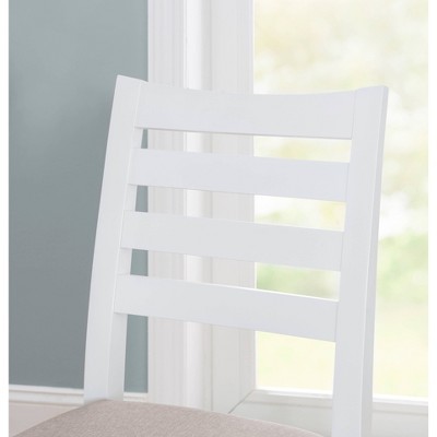 Set of 2 Off-White Upholstered Ladder Back Counter Stools
