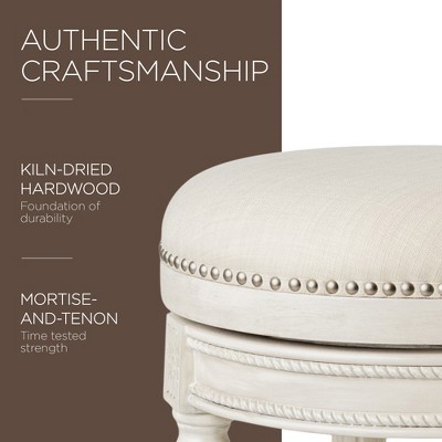 White Oak Backless Swivel Counter Stool with Upholstered Seat