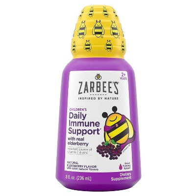 Image of Zarbee's Kid’s Daily Immune Support Syrup with Elderberry, Vitamin C & Zinc - Natural Elderberry - 8oz