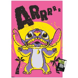 Trends International Disney Lilo and Stitch: Midnight Squiggles - Stitch Arrr Unframed Wall Poster Print Clear Push Pins Bundle 22.375" x 34" - 1 of 4