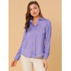 INSPIRE CHIC Women's Elegant V Neck Long Sleeve Office Work Satin Shirt - 4 of 4