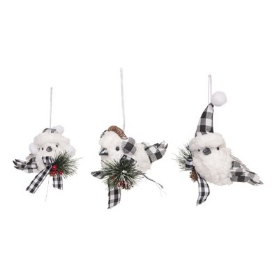 Transpac Foam Buffalo Accent Bird Ornament Set of 3 for Christmas Tree Indoor Decoration Holiday Decor Gift Giving