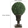 2pcs Artificial Boxwood Topiary Ball, 16" Faux Plant Topiary Ball, Front Door Plants with Light Base for Outdoor Balcony, Backyard Home Decor - 2 of 4