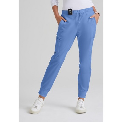 Grey's Anatomy by Barco - Classic Women's Kira 5-Pocket Mid-Rise Jogger  Scrub Pant Petite Small Ciel Blue