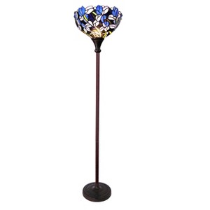 Chloe Lighting Natalie Tiffany-Style 1 Light Iris Torchiere Floor Lamp 14.5" Shade - 1 of 2