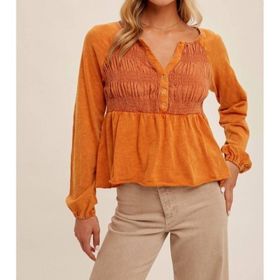 Women's BABYDOLL WASHED TOP - Hem & Thread
