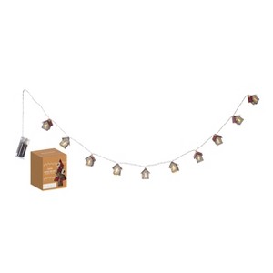 Transpac Fabric 35.5 in. Multicolor Christmas Cottage House Boxed String Lights - 1 of 3