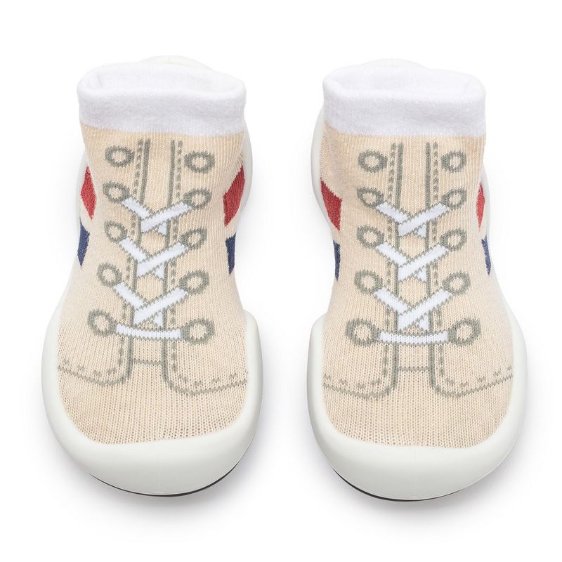 Komuello Toddler First Walk Sock Shoes - Runner Light Beige, 1 of 11