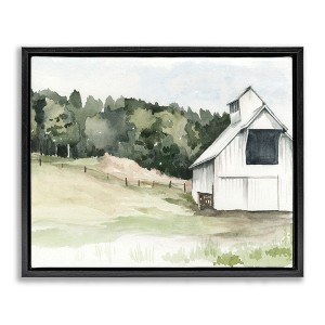 Stupell Industries Quiet Countryside Farmhouse Cottage Green Pasture Floating Frame Canvas Art - 1 of 4
