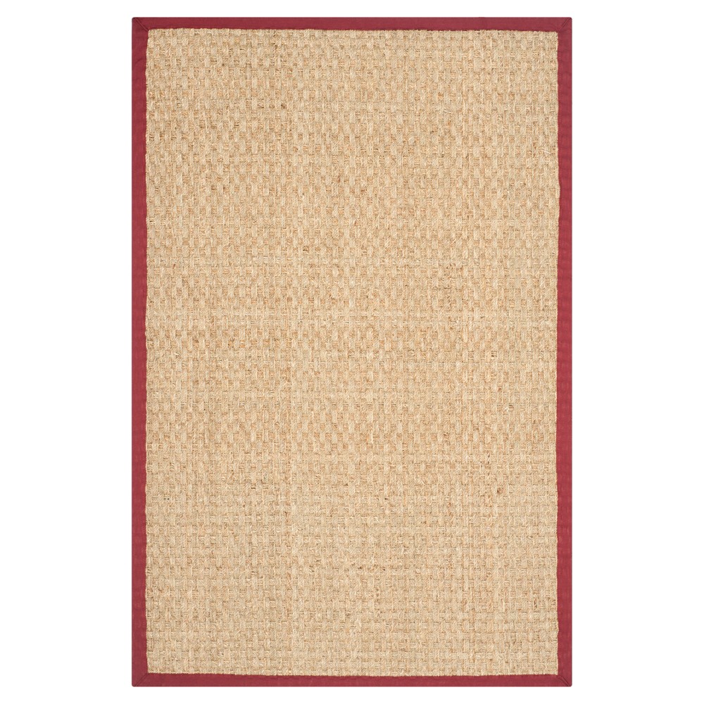  Basket Weave Accent Rug Natural/Red