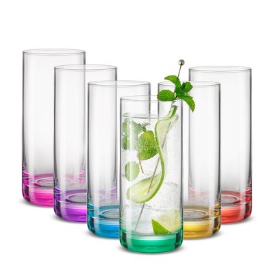 Joyjolt Hue Colored Highball Drinking Glasses - 13 Oz - Set Of 6 : Target