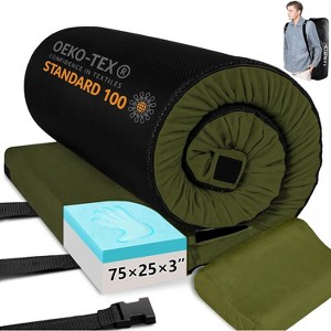 VINGLI 3 "Memory Foam Sleeping Pad Camping Mattress, Portable Floor Mattress Sleeping Mat Bed Roll Up for Guests Adult with Pillow & Phone Pocket - 1 of 4