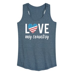 Women's - Instant Message - Love My Country Graphic Racerback Tank - 1 of 4