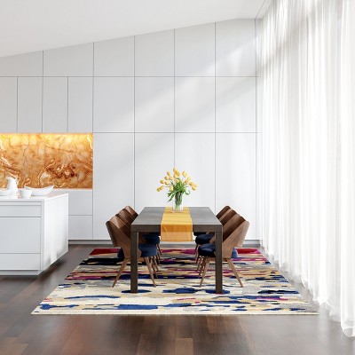 Handmade Red and Multicolor Abstract Wool 8' x 10' Area Rug