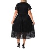 Agnes Orinda Women's Plus Size Lace Faux Wrap V Neck Short Sleeve Flowy Wedding Guest Midi A Line Dresses - 4 of 4