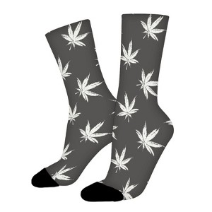 Vector-Ganja-Leaves-Seamless Women Printed Crew Socks Funny Funky Socks Soft Polyester Novelty Gifts for Artists Men - 1 of 1