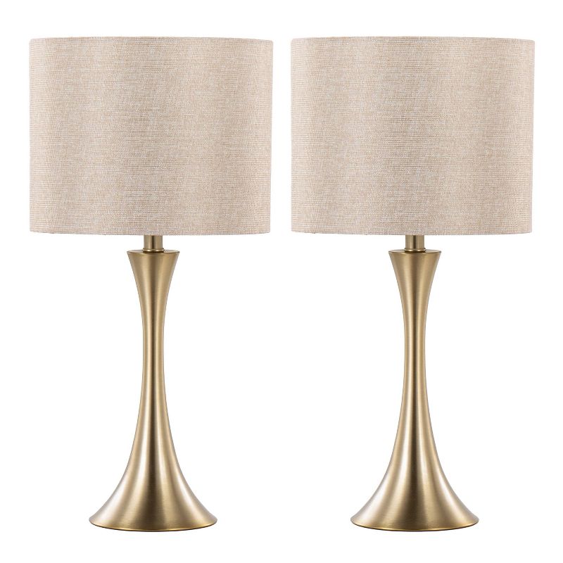 LumiSource (Set of 2) Lenuxe 24&#34; Contemporary Metal Table Lamps Gold Metal with Golden Metallic Linen Shade from Grandview Gallery, 1 of 7