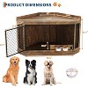 51.3" Corner Dog Crate Furniture with 360° Rotating Feeder, Wooden Dog Kennel End Table with Double Doors - 3 of 4